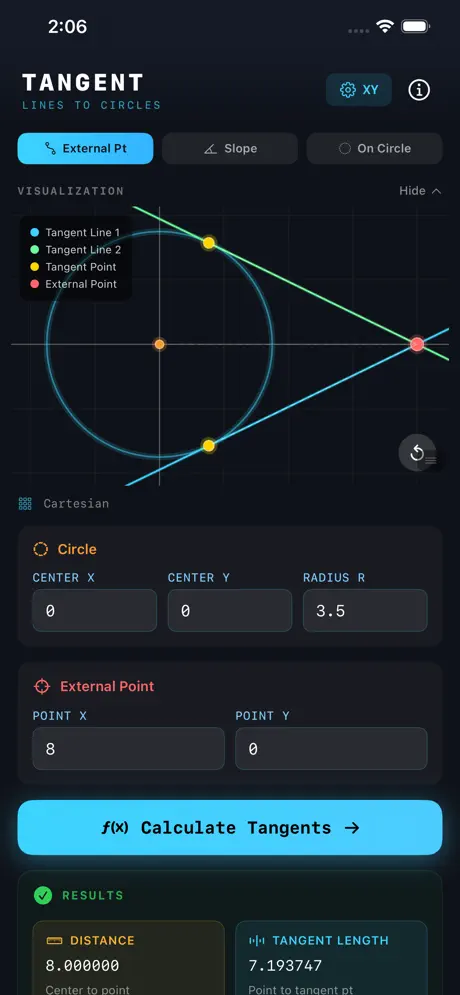 Tangent_Lines_to_Circles_Calc iOS App Screenshot 1