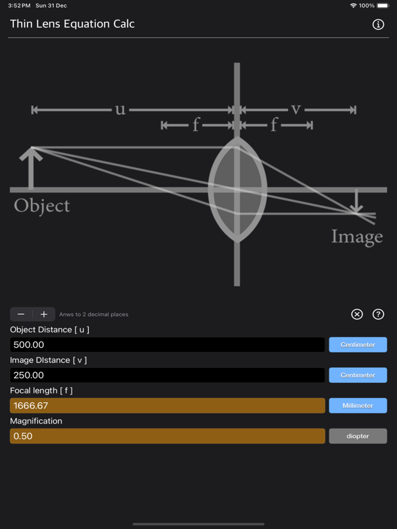 Thin_Lens_Equation_Calc iPadOS App Screenshot 10