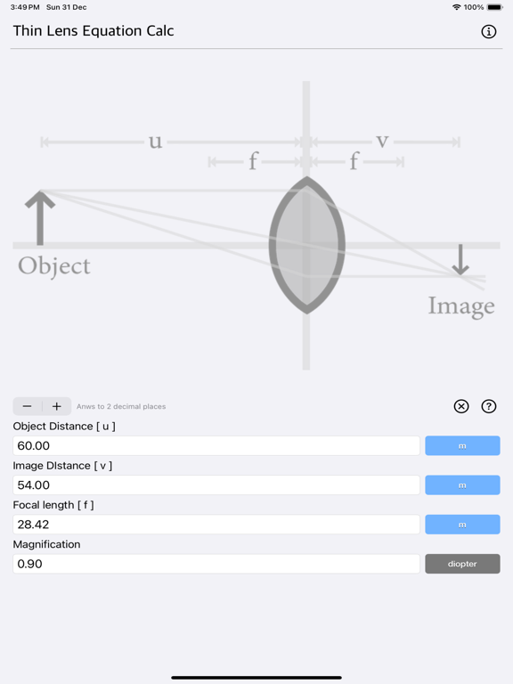Thin_Lens_Equation_Calc iPadOS App Screenshot 3