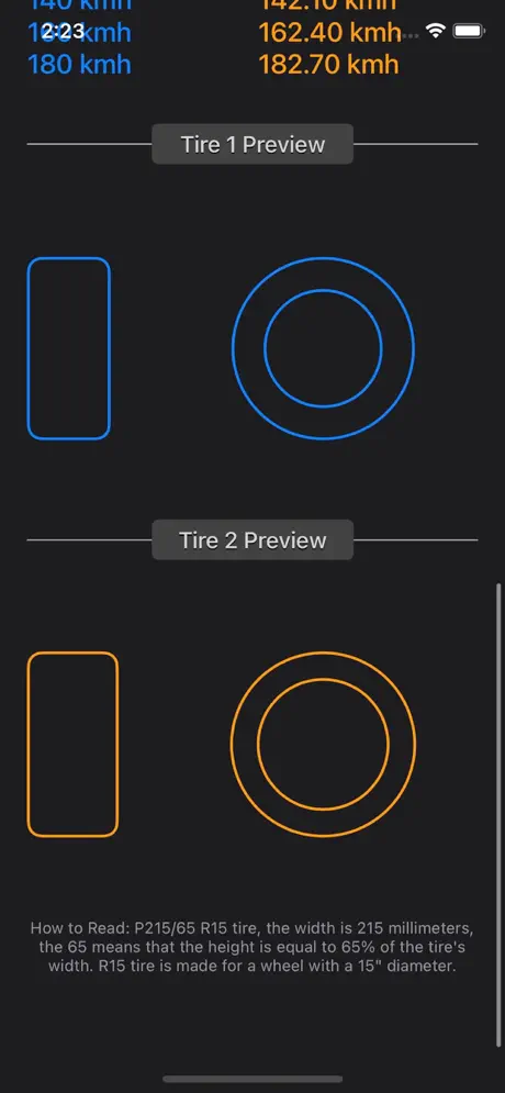 Tire_Size_Calculator_Plus iOS App Screenshot 3