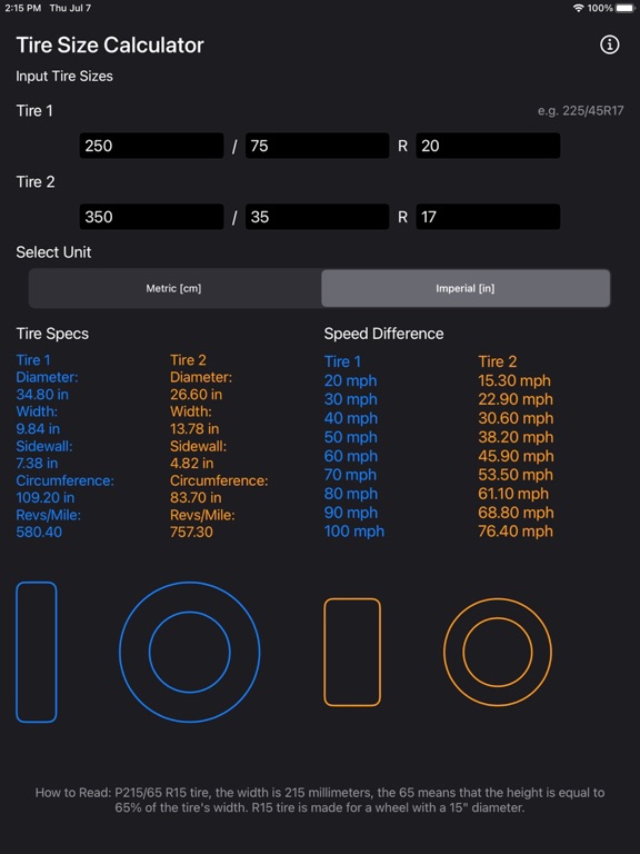 Tire_Size_Calculator_Plus iPadOS App Screenshot 3