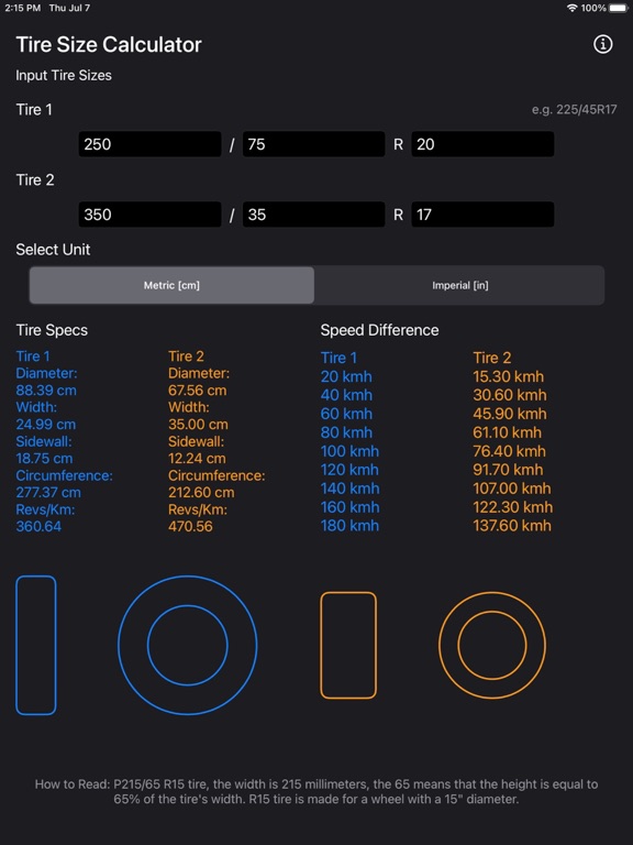 Tire_Size_Calculator_Plus iPadOS App Screenshot 4