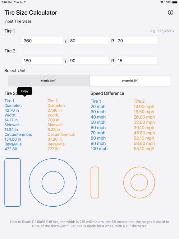 Tire_Size_Calculator_Plus iPadOS App Screenshot 6