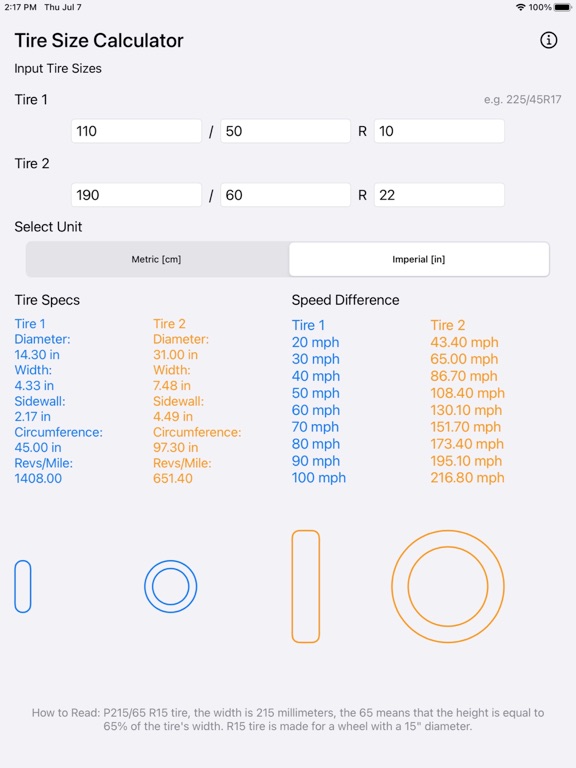 Tire_Size_Calculator_Plus iPadOS App Screenshot 7