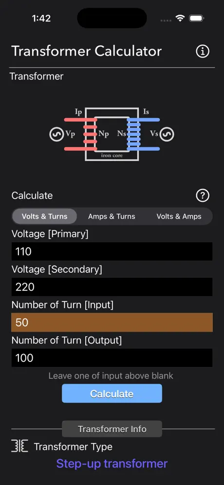 Transformer_Calculator_Plus iOS App Screenshot 2