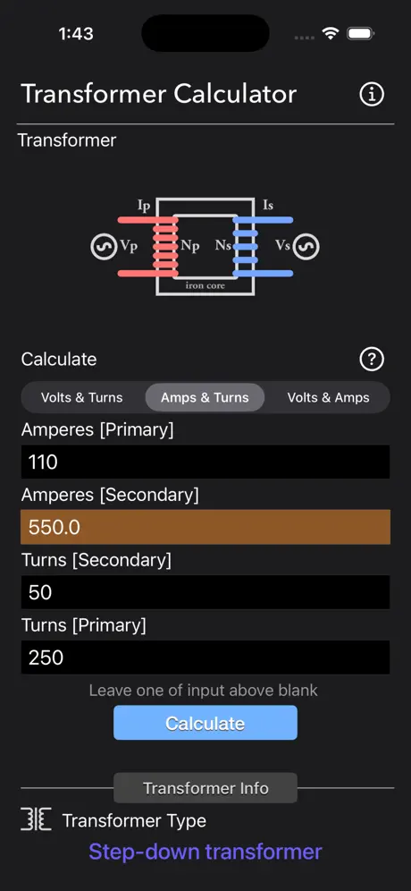 Transformer_Calculator_Plus iOS App Screenshot 3