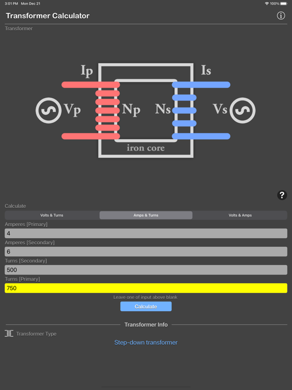 Transformer_Calculator_Plus iPadOS App Screenshot 6