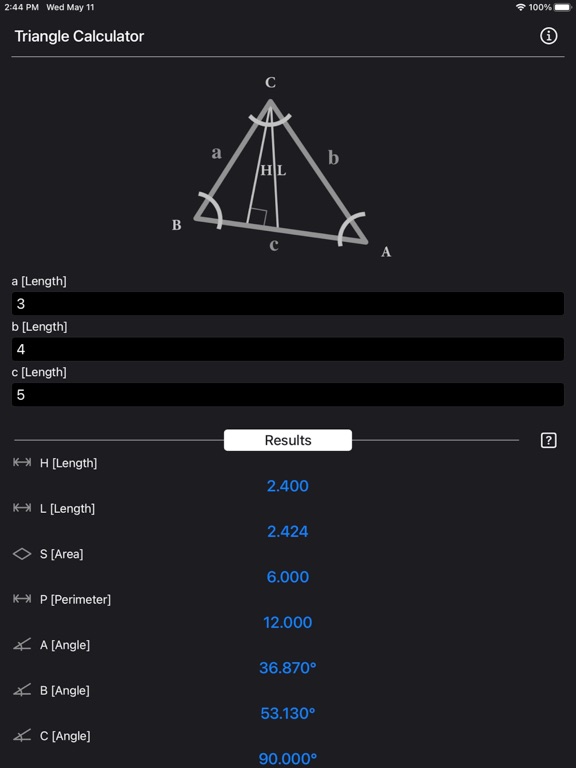 Triangle_Calculator_Plus iPadOS App Screenshot 1