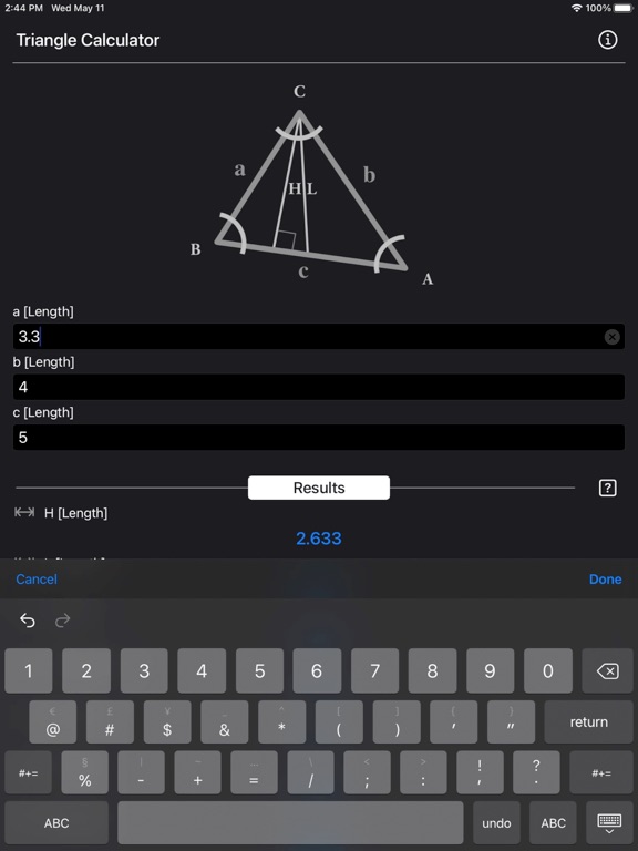 Triangle_Calculator_Plus iPadOS App Screenshot 2