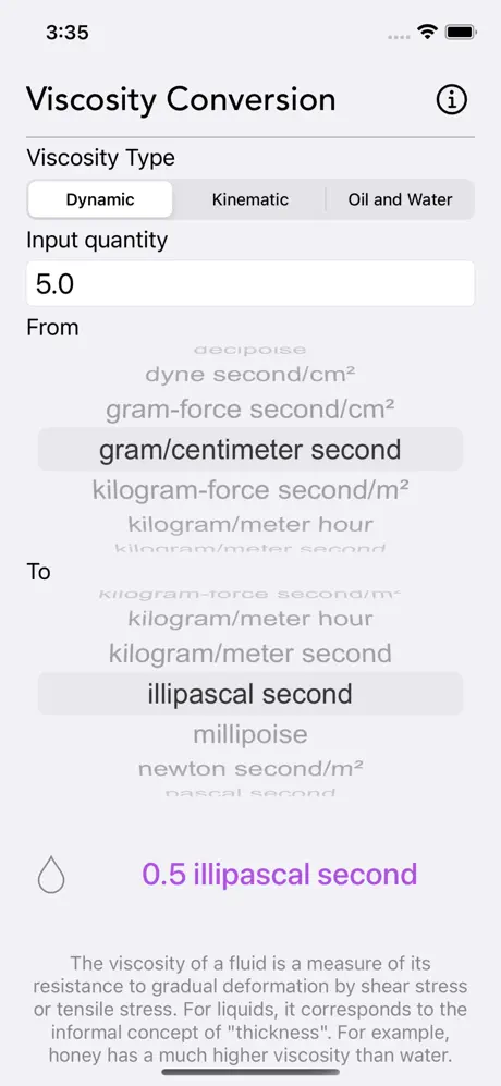 Viscosity_Conversion iOS App Screenshot 1