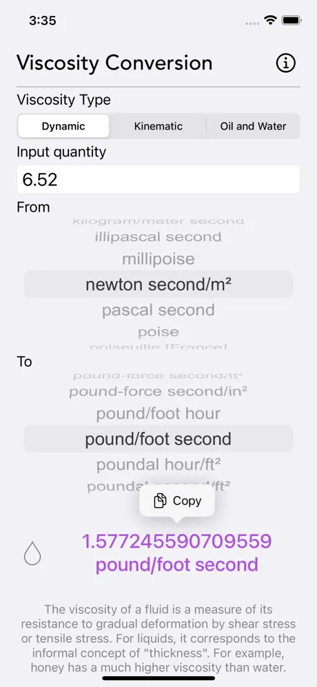 Viscosity_Conversion iOS App Screenshot 3