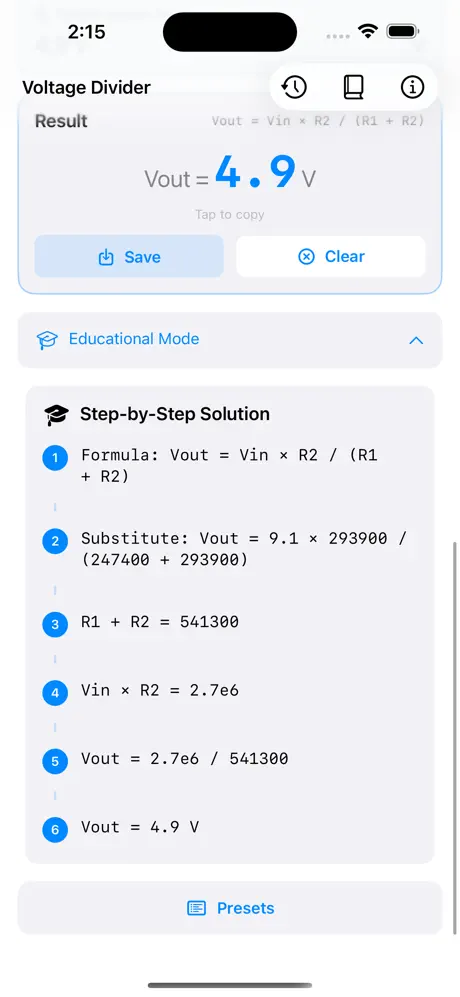 Voltage_Divider_Calc iOS App Screenshot 3