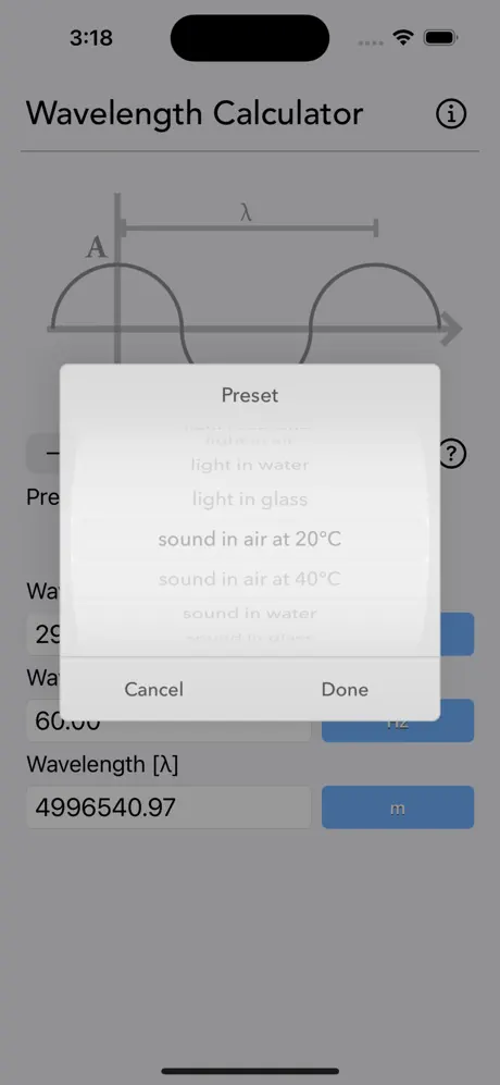 Wavelength_Calculator iOS App Screenshot 2
