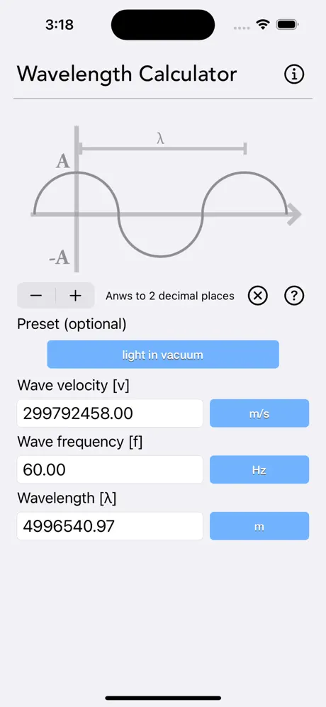 Wavelength_Calculator iOS App Screenshot 3