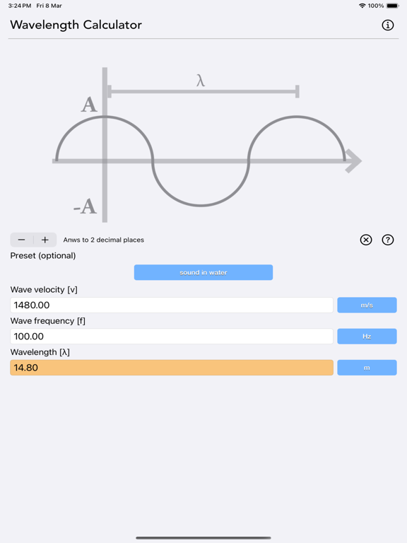 Wavelength_Calculator iPadOS App Screenshot 1