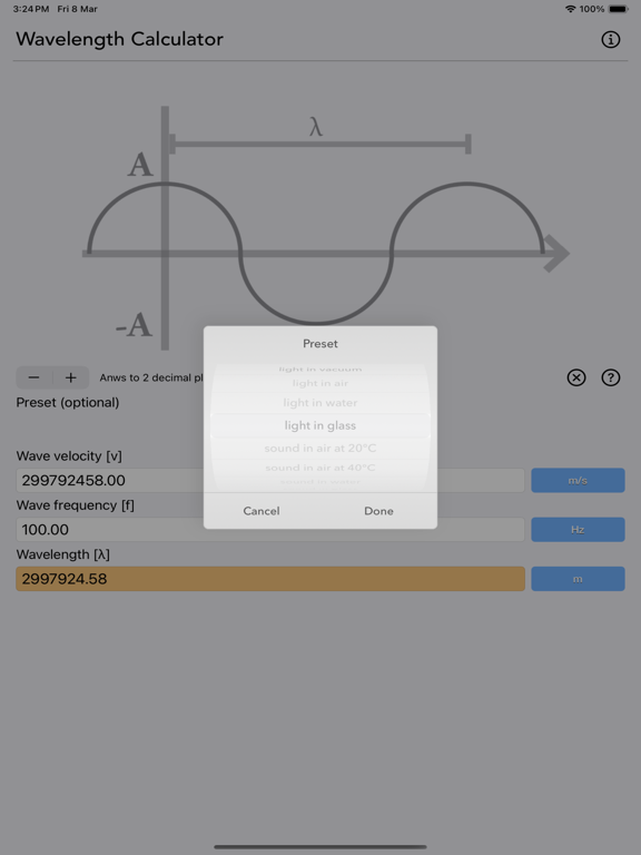 Wavelength_Calculator iPadOS App Screenshot 2