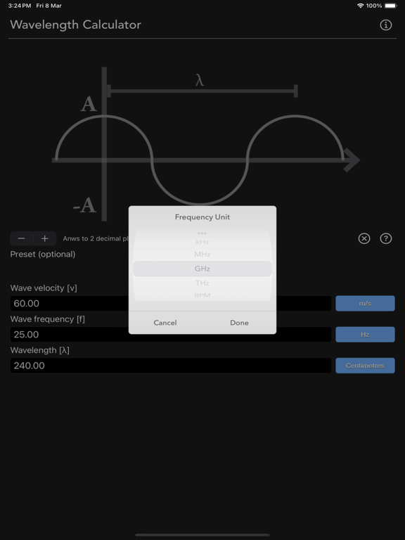 Wavelength_Calculator iPadOS App Screenshot 8