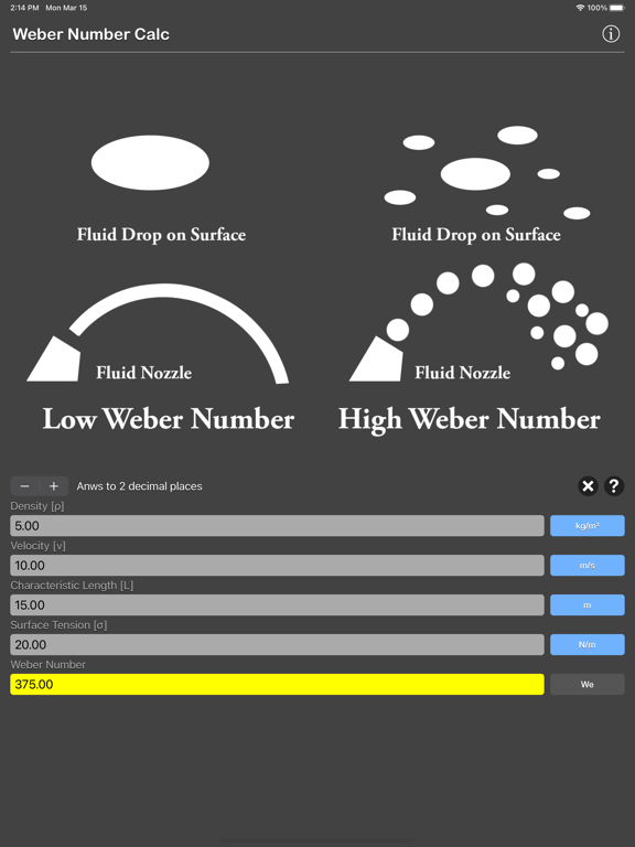 Weber_Number_Calculator iPadOS App Screenshot 1
