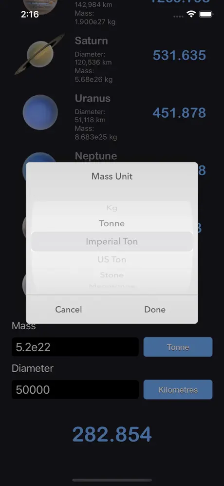 Weight_on_Other_Planets_Conv iOS App Screenshot 5