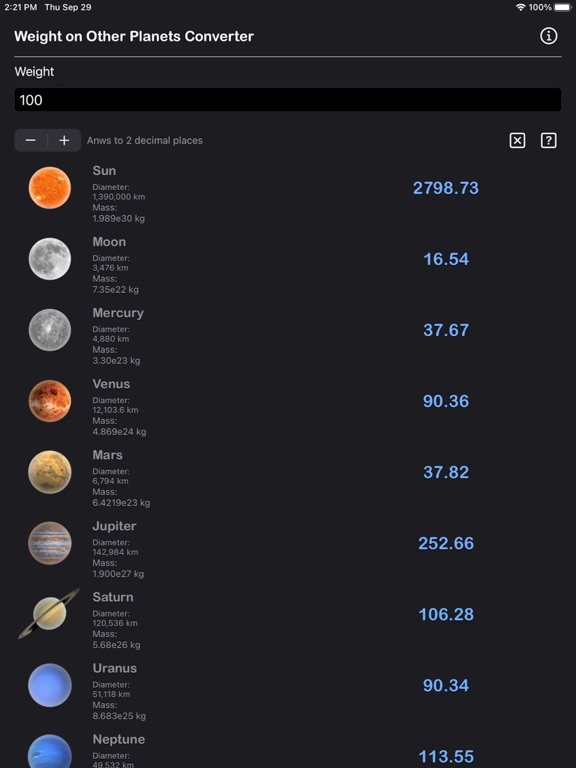 Weight_on_Other_Planets_Conv iPadOS App Screenshot 1