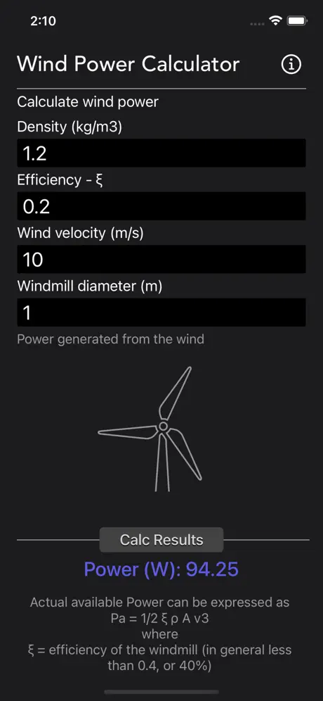 Wind_Power_Calculator iOS App Screenshot 1