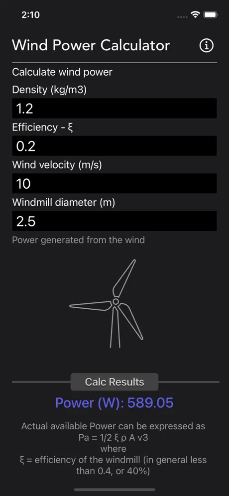 Wind_Power_Calculator iOS App Screenshot 3