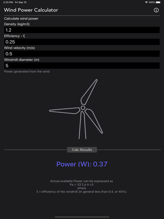 Wind_Power_Calculator iPadOS App Screenshot 5