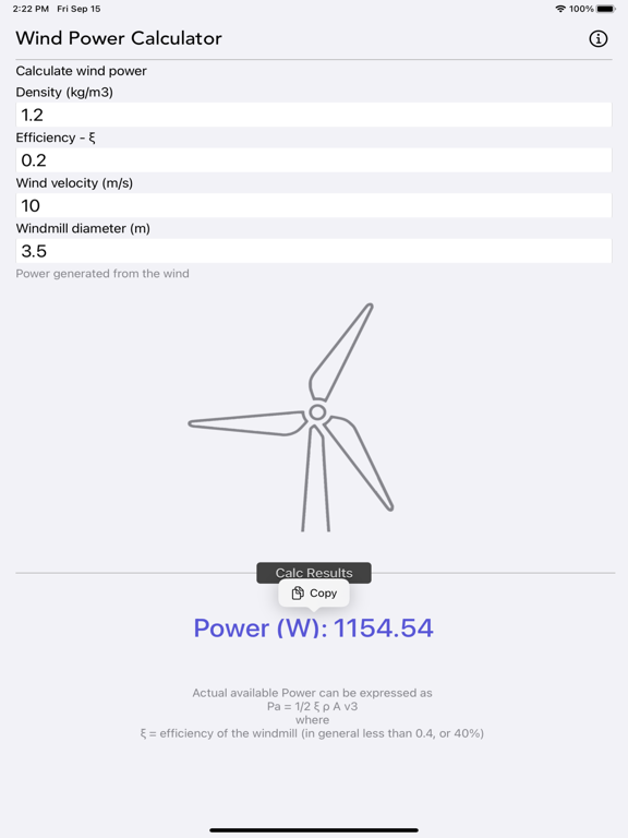 Wind_Power_Calculator iPadOS App Screenshot 7