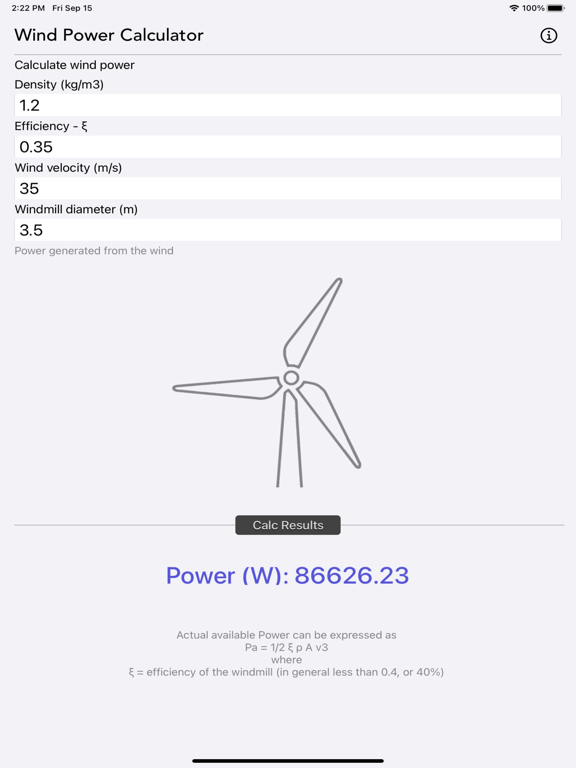 Wind_Power_Calculator iPadOS App Screenshot 8