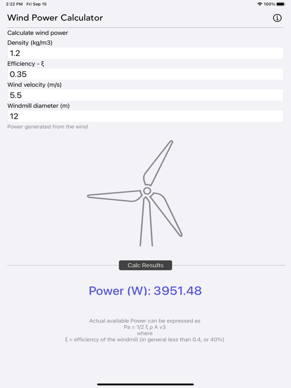 Wind_Power_Calculator iPadOS App Screenshot 9