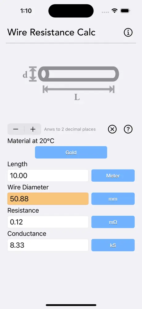 Wire_Resistance_Calc iOS App Screenshot 3