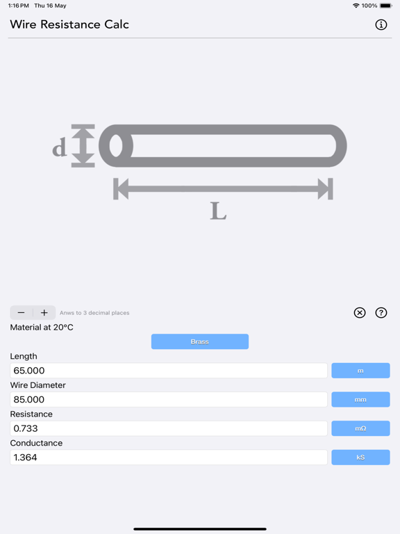 Wire_Resistance_Calc iPadOS App Screenshot 3