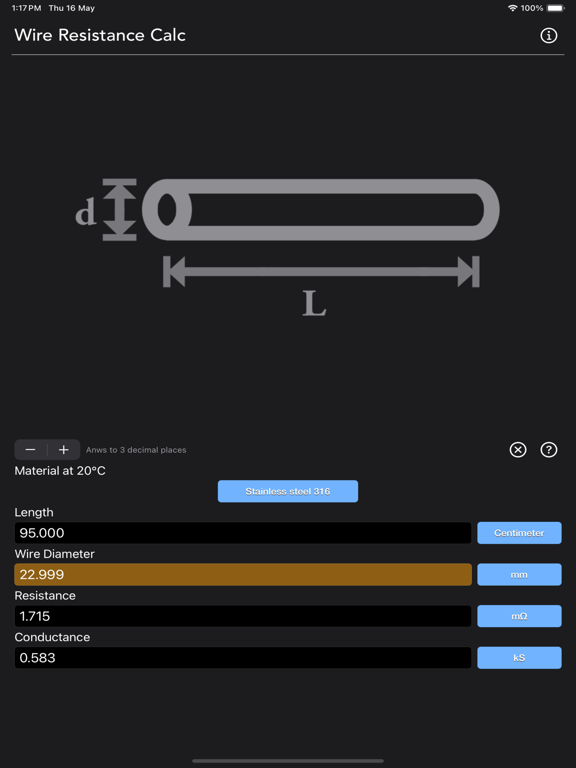 Wire_Resistance_Calc iPadOS App Screenshot 6
