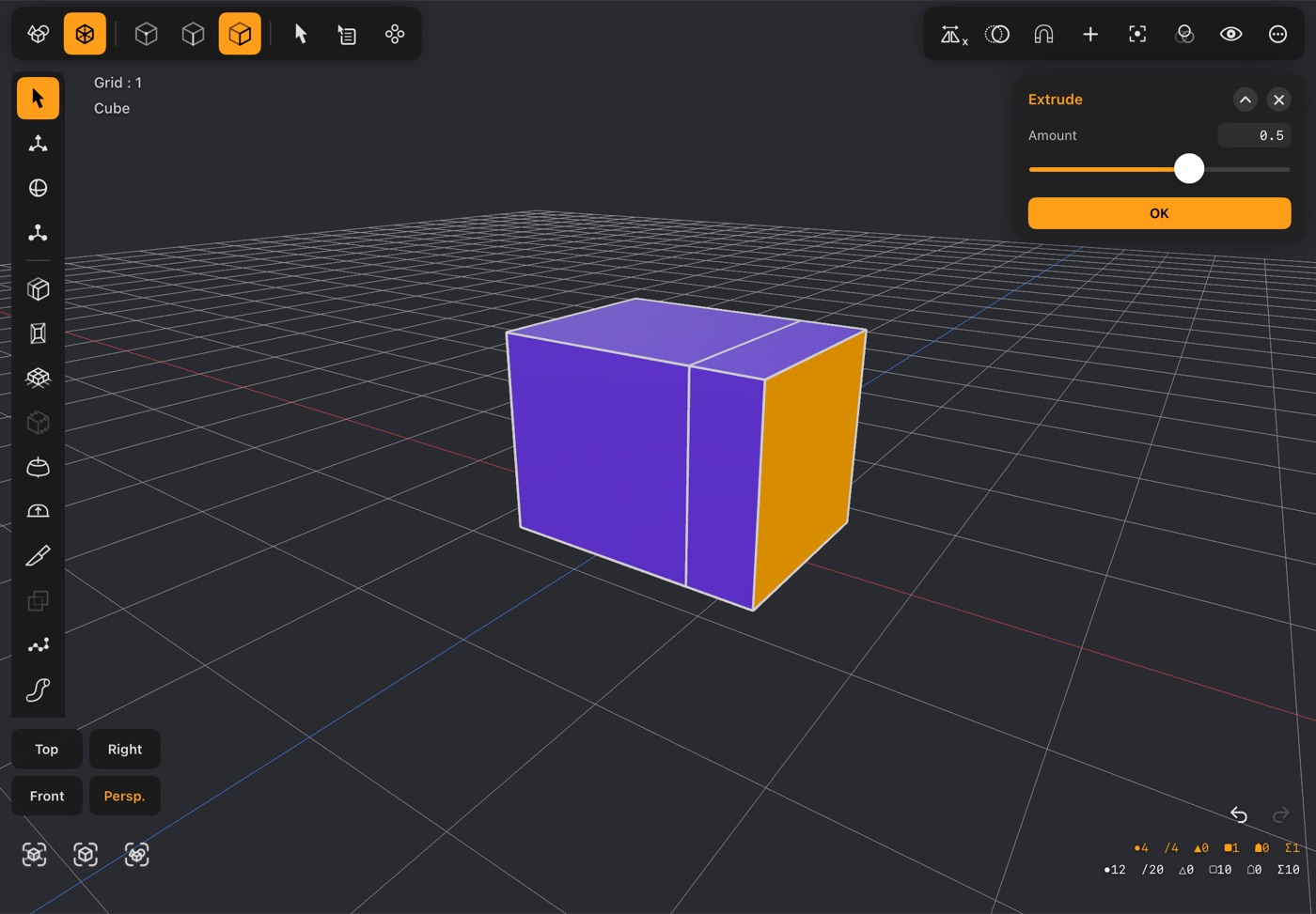 Extrude pulling one face of a box outward, with walls built around the opening