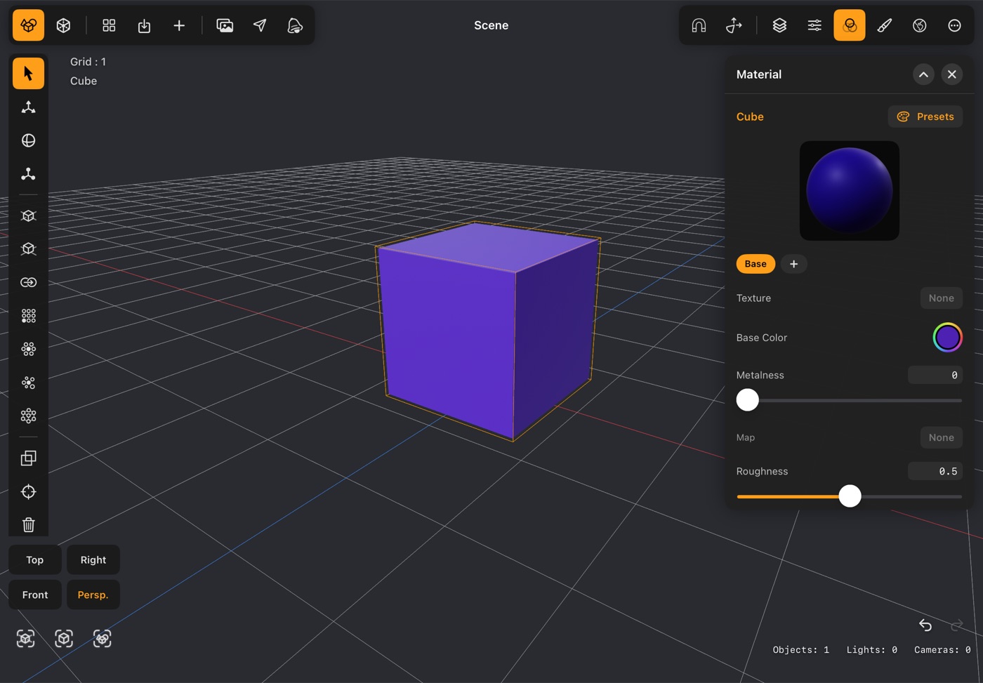 Material panel in DGArt:RT