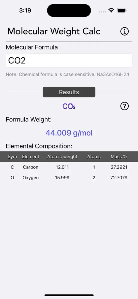 Molecular_Weight_Calculator iOS App Screenshot 5