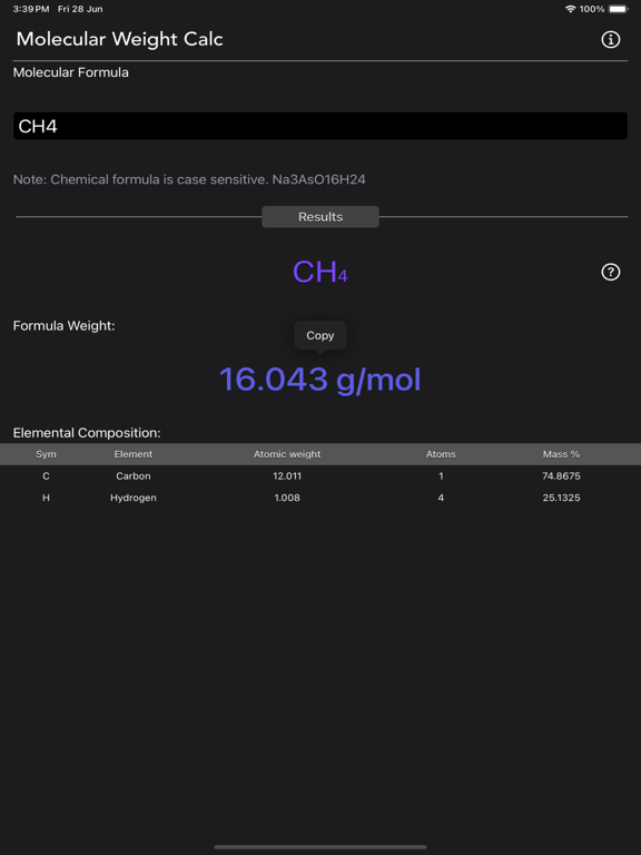 Molecular_Weight_Calculator iPadOS App Screenshot 10