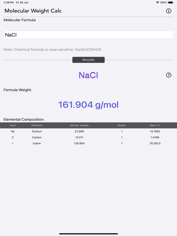 Molecular_Weight_Calculator iPadOS App Screenshot 2