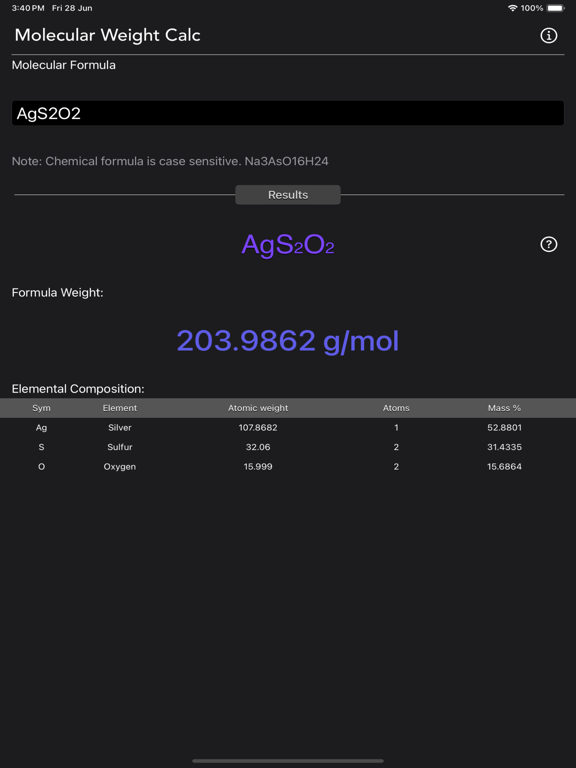 Molecular_Weight_Calculator iPadOS App Screenshot 7