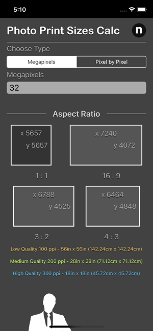 Photo Print Sizes Calculator iOS Apps for iPhone and iPad | Nitrio