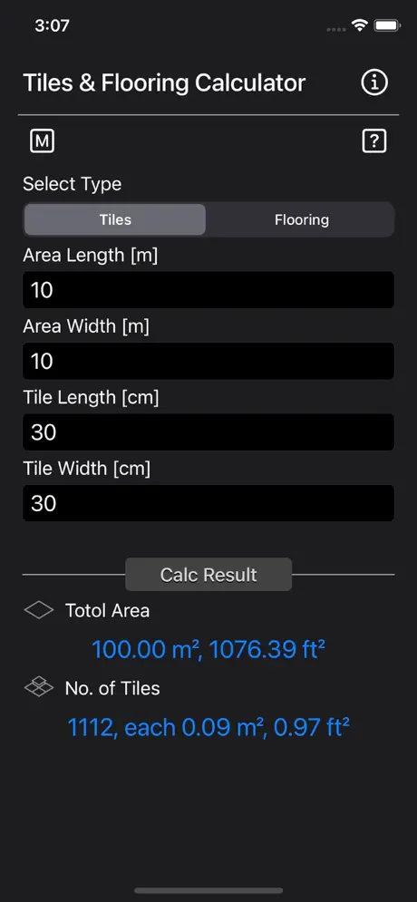 Tiles_and_Flooring_Calculator iOS App Screenshot 1