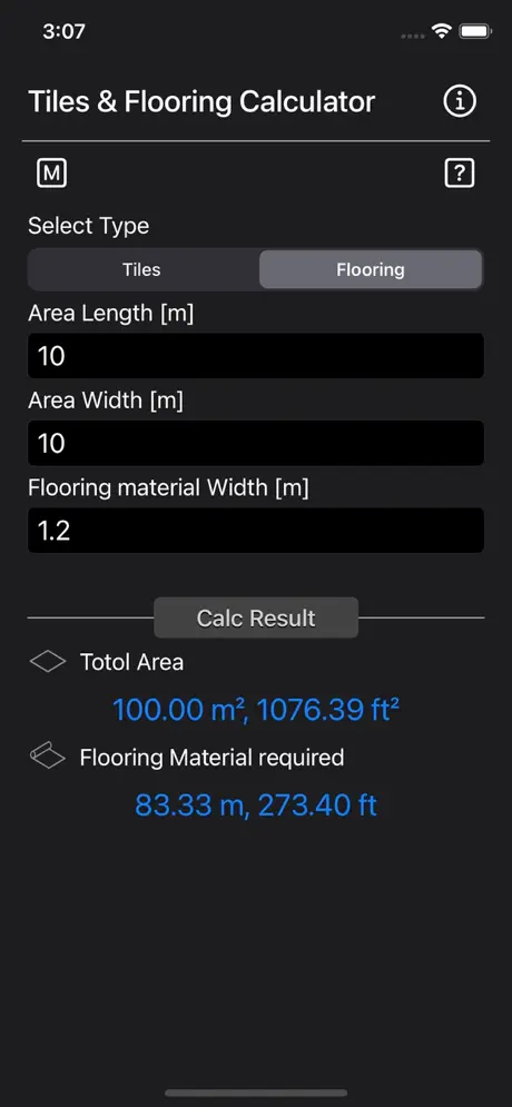 Tiles_and_Flooring_Calculator iOS App Screenshot 2
