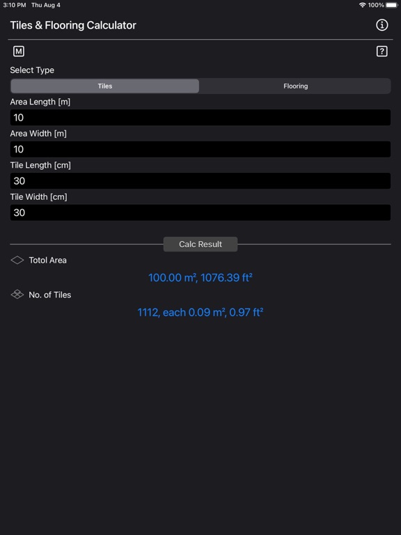 Tiles_and_Flooring_Calculator iPadOS App Screenshot 1