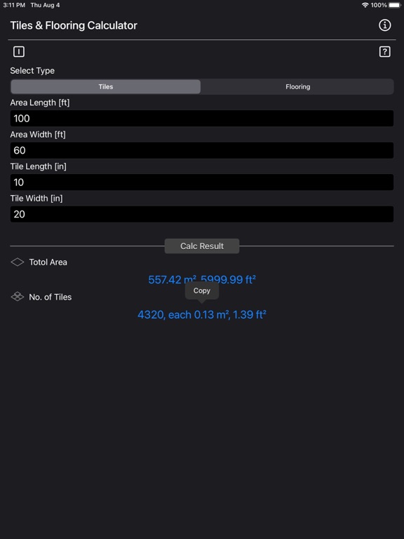 Tiles_and_Flooring_Calculator iPadOS App Screenshot 3