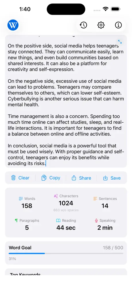 Words_Counter_Plus iOS App Screenshot 3